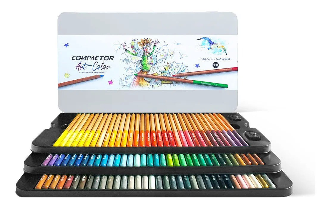 Lápis De Cor Profissional Com 100 Cores Compactor Art Color - PAPELARIA  TROPICAL