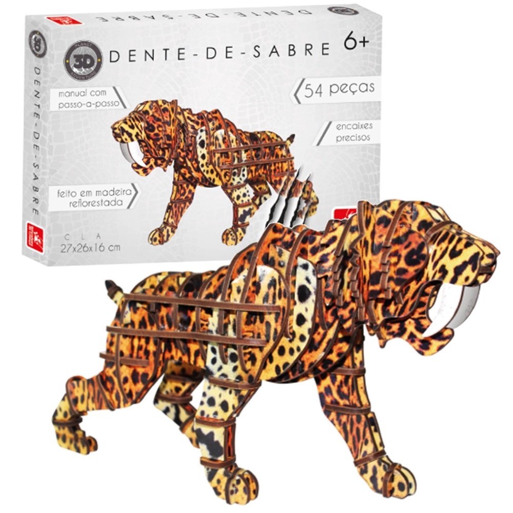 Quebra Cabeça 3d Tigre Em Madeira - PAPELARIA TROPICAL