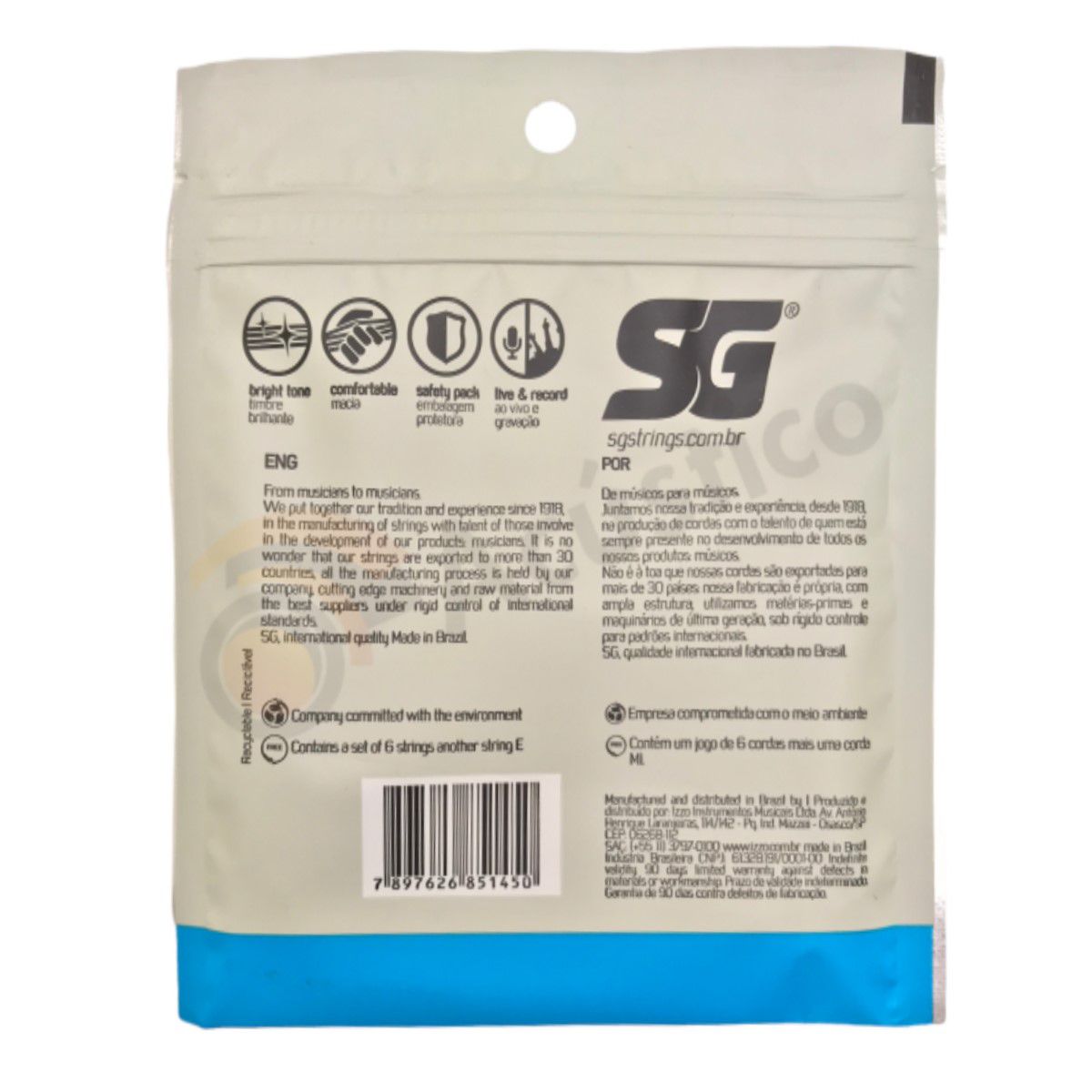 Encordoamento SG Cordas p/ Guitarra 0.09 Nickel 1° MI SG5145 - O