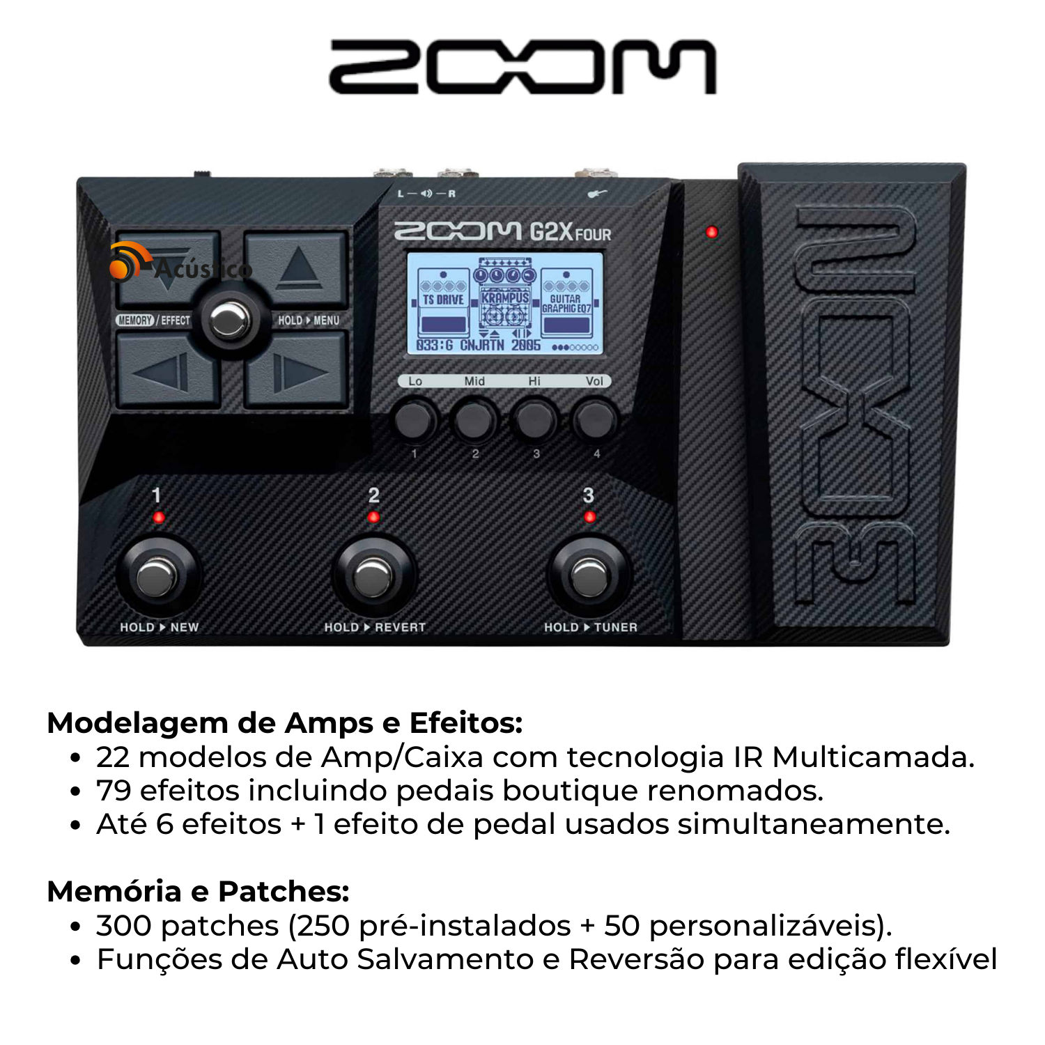 Pedaleira Zoom G2X Four Com Modulo de Efeitos Para Guitarra