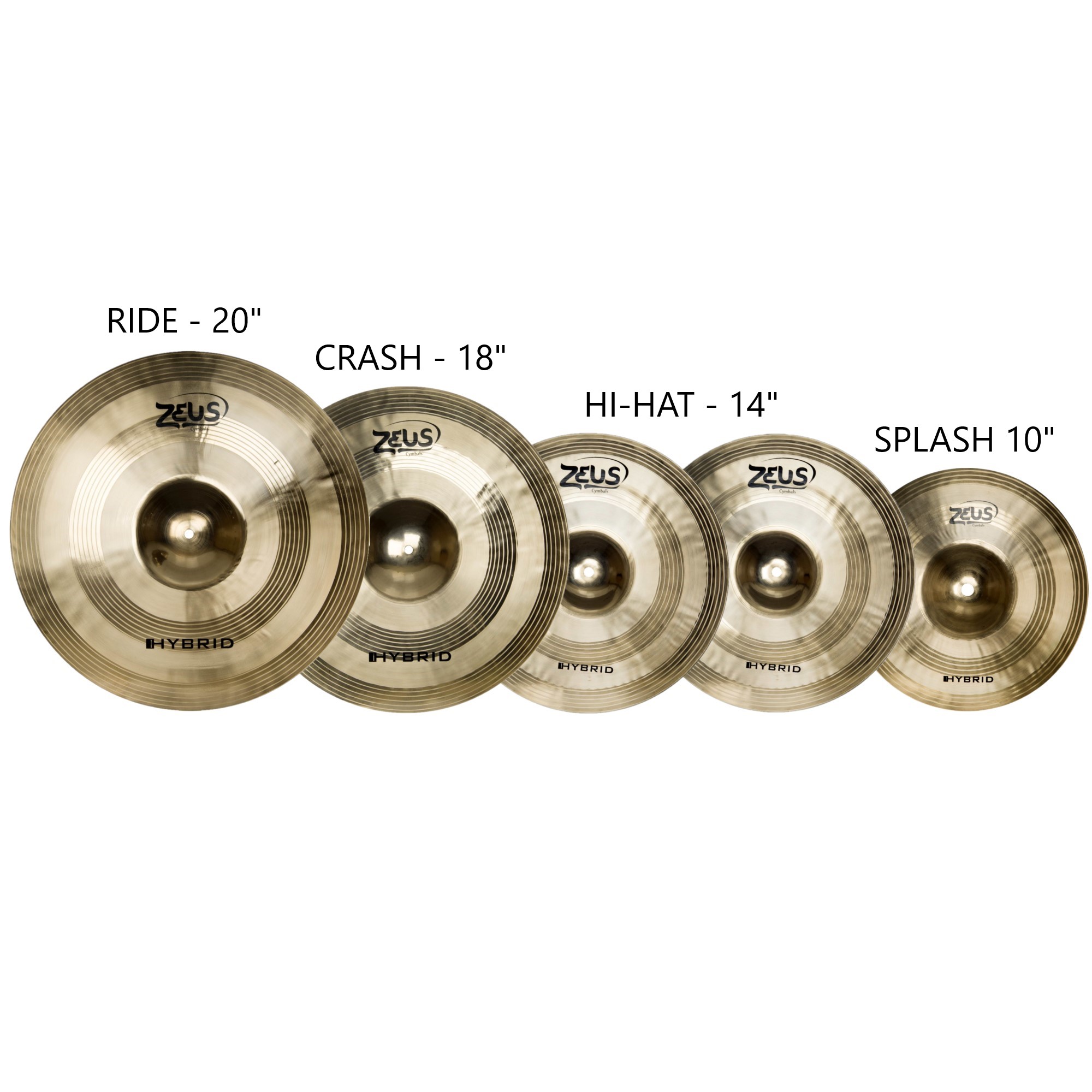 Kit Pratos De Bateria Zeus Hybrid Crash Hi-Hat Ride E Splash - O