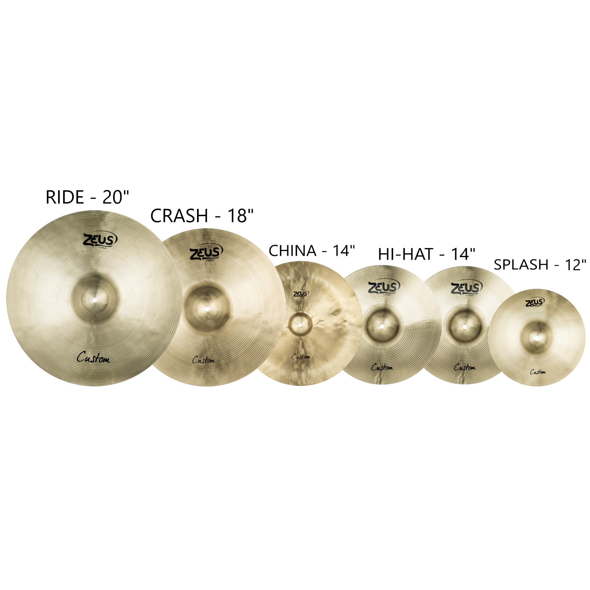 Kit Pratos Zeus Custom Crash Hi-Hat China Ride E Splash - O