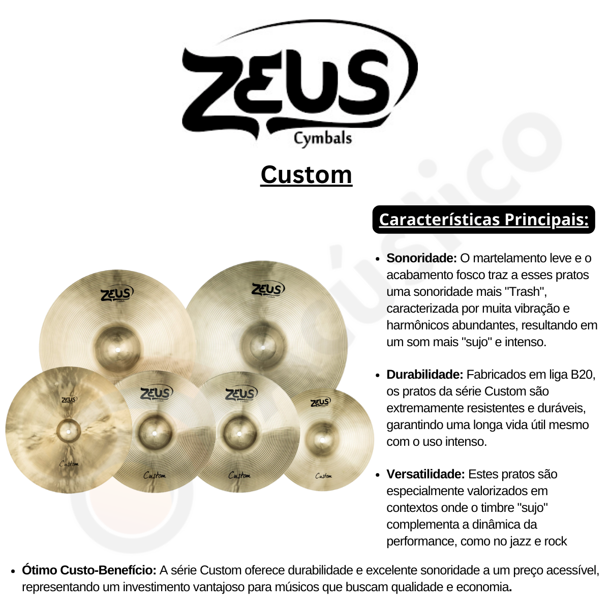 Kit Pratos Zeus Custom Crash Hi-Hat China Ride E Splash - O