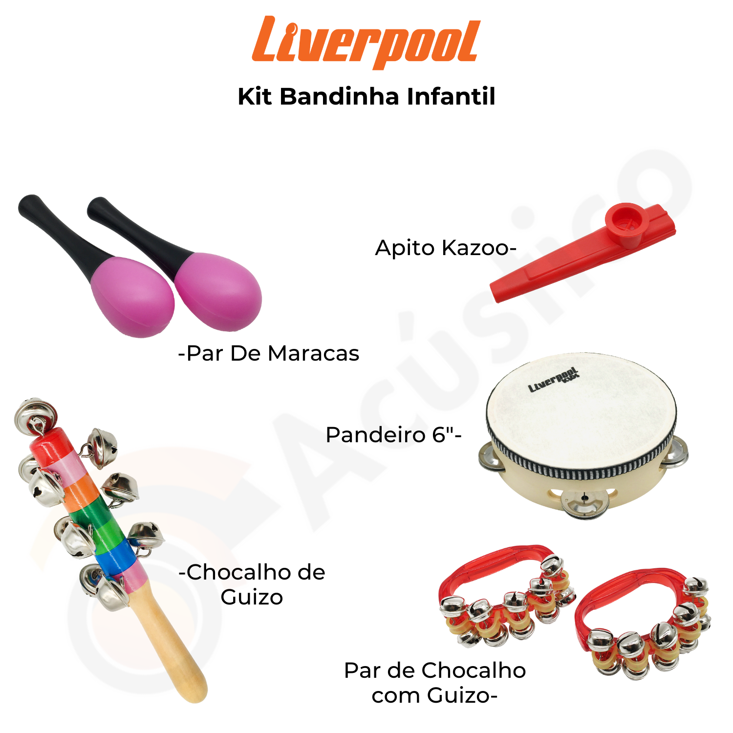 Bandinha Rítmica Infantil 10 Instrumentos Mochila Liverpool - O ...