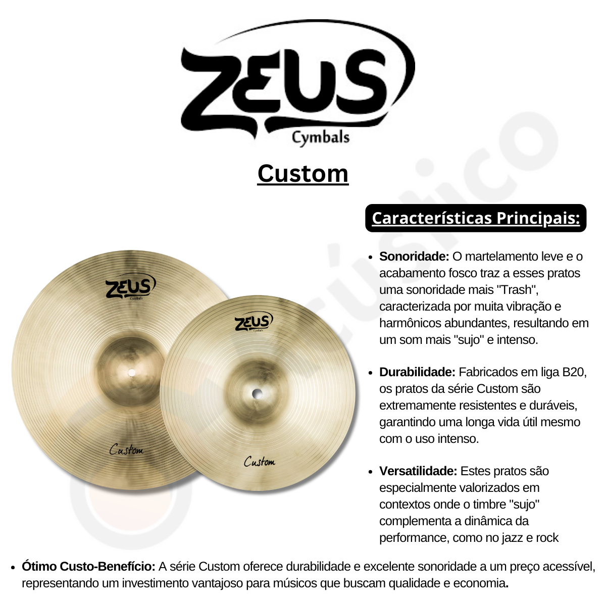 Kit Pratos De Bateria Zeus Custom Crash 18