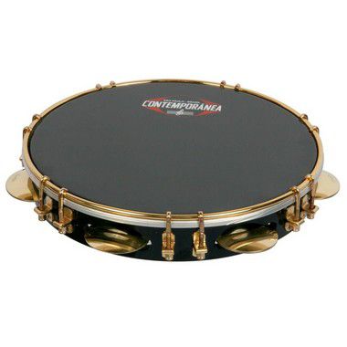 Contemporânea Kit Pandeiro 11 Preto Tar. Dupla Dourada + Bag - O