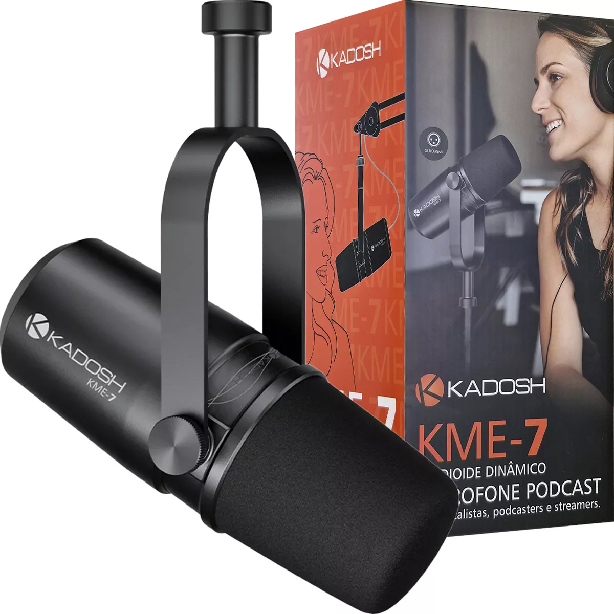 Microfone Para Podcast Dinâmico Cardióide Kadosh KME7 - O Acústico