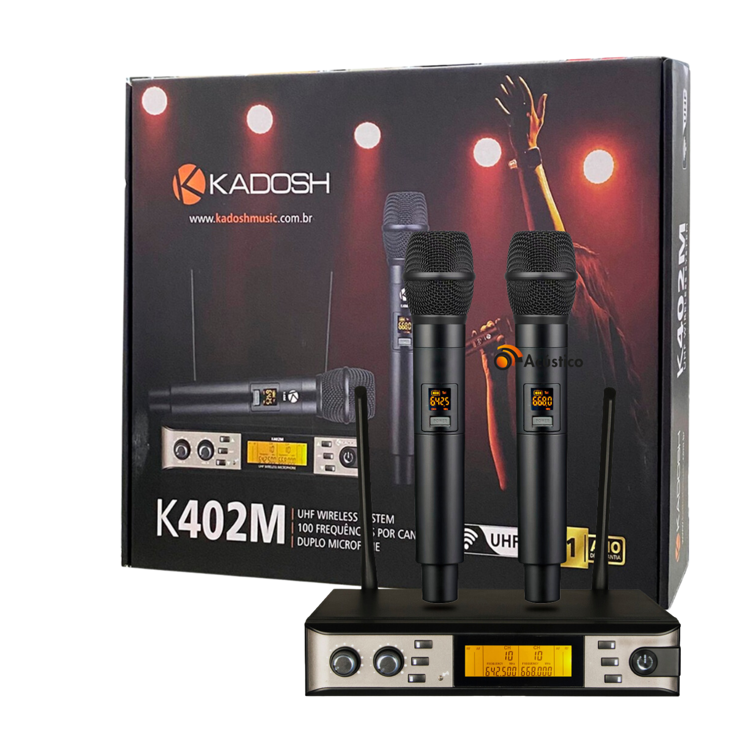 Microfone Duplo Sem Fio UHF Cardióide Kadosh K402M - O Acústico