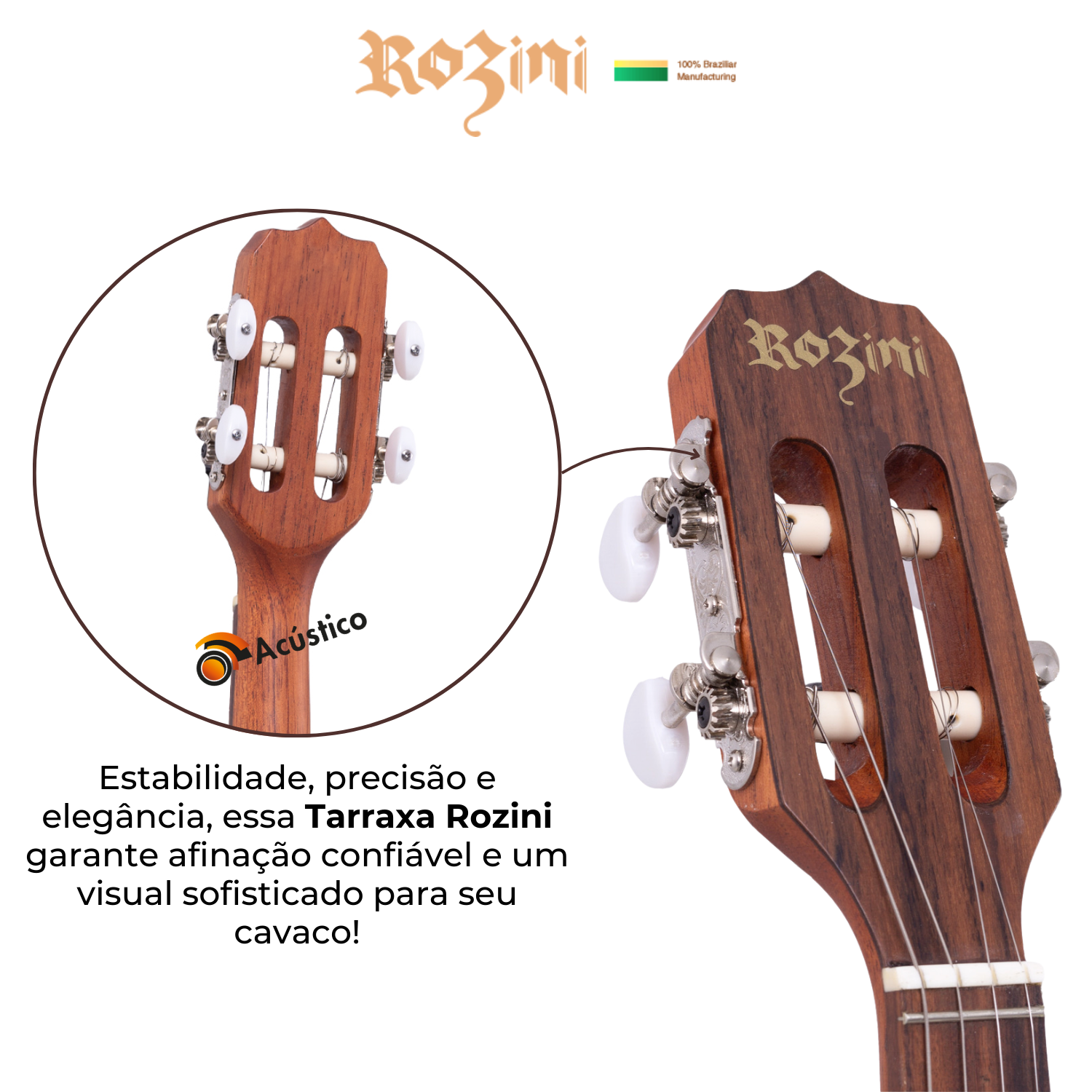 Tarraxa De Cavaquinho Rozini Cromada Pino Grosso 18 Dentes - O