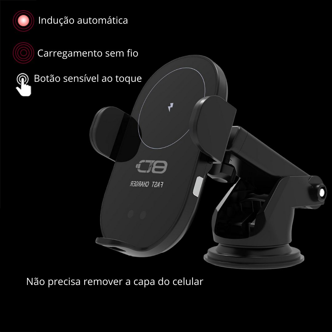 Suporte Carregador Veicular Por Indução Sem fio + Carregador Usb 50w ...