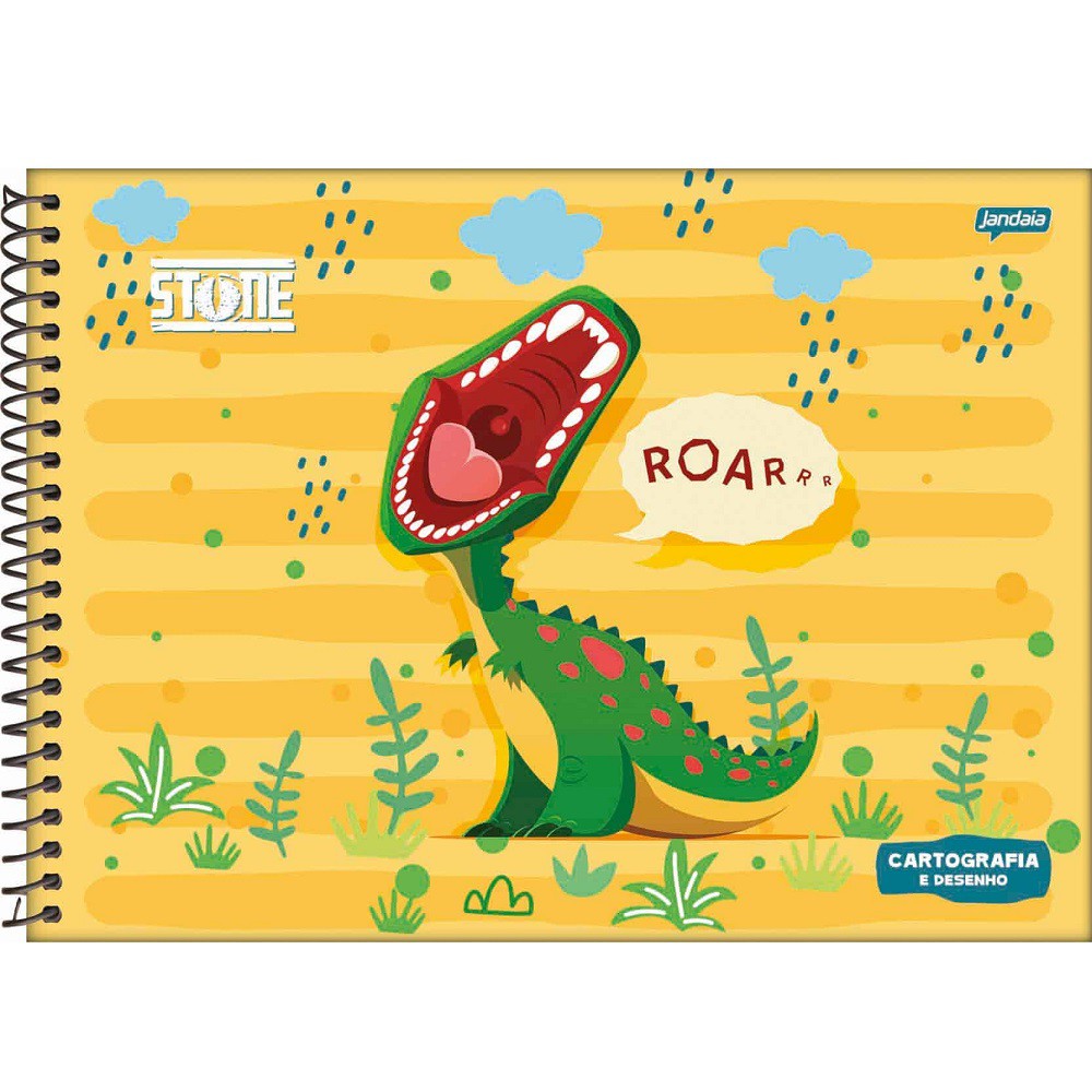 Caderno de Desenho Dinossauro 275 x 200mm 80 Folhas JANDAIA - Valpel Super  Papelaria