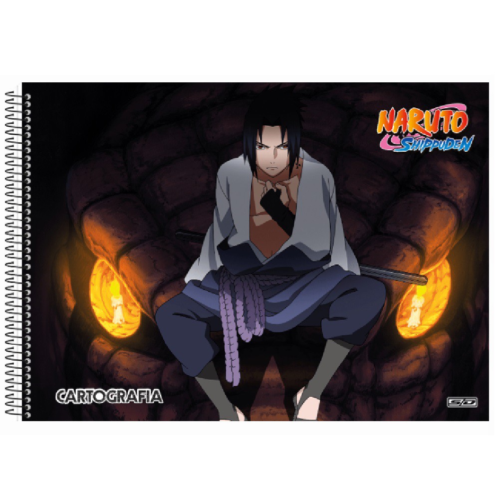 Caderno de Desenho Cartográfia Espiral Anime Naruto 1 Matéria 60 Folhas São  Domingos