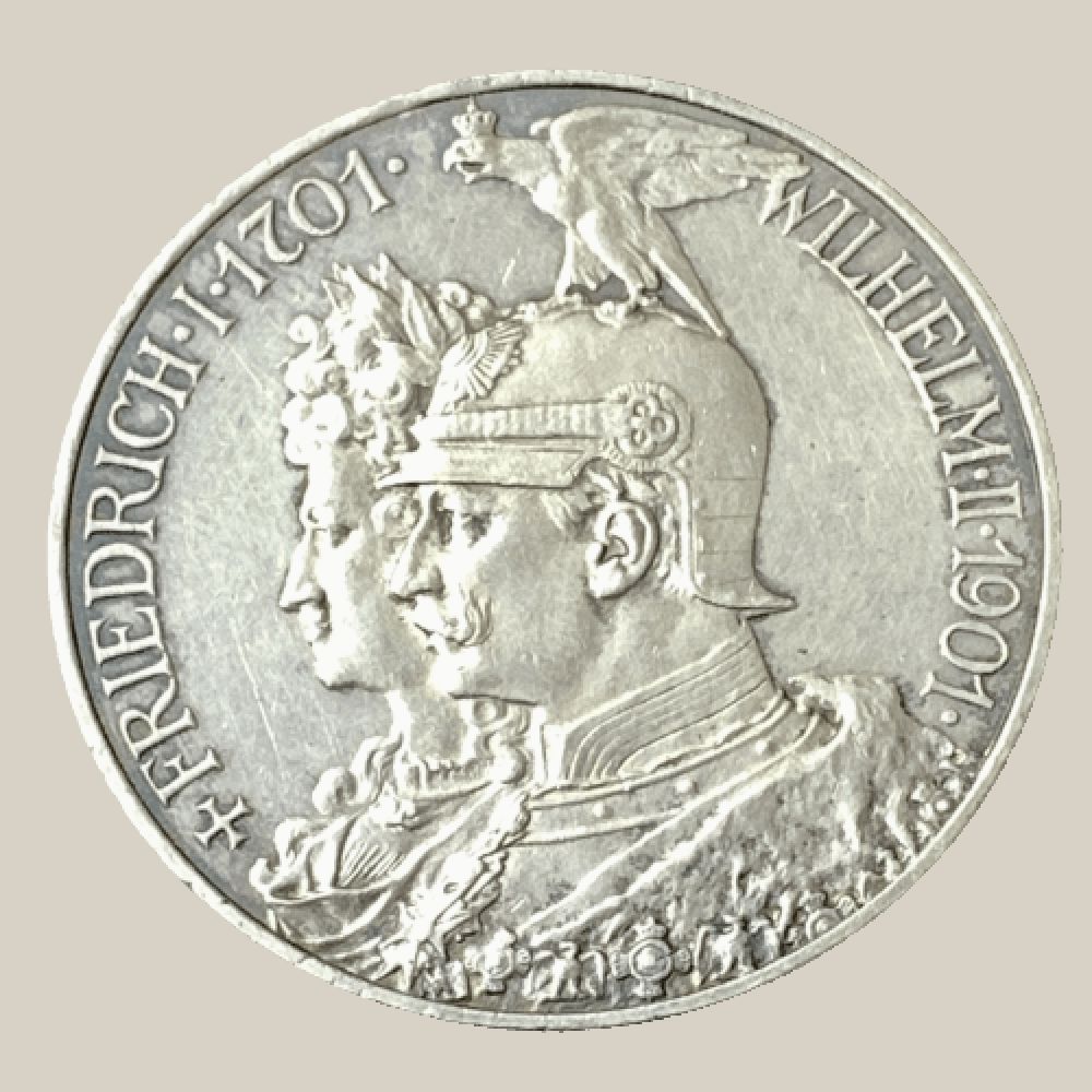 Moeda de Prata de 5 Marcos, Império Alemão, 1901, Imp. Guilherme II - Moeda  & Metal Investimentos