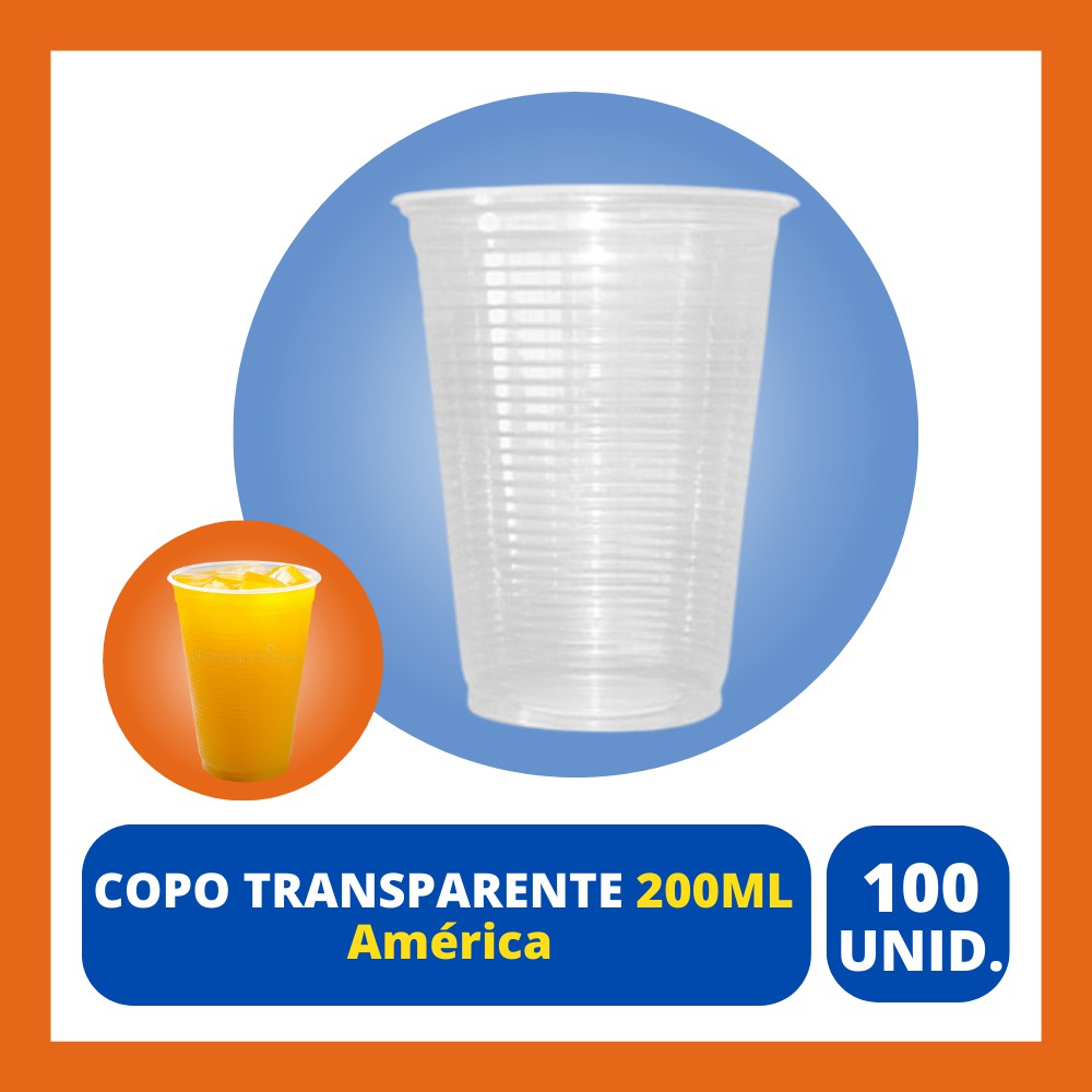 Copo Plástico América 200ML C/100 und. - ATACADÃO DA BAIXADA