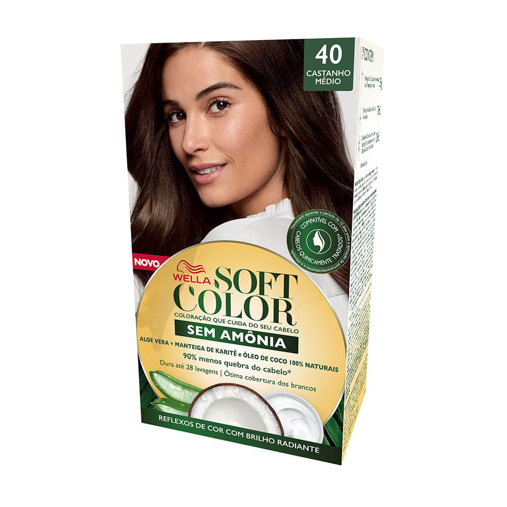 Tintura Soft Color Wella Sem Amônia Castanho Médio 40 - Drogalife
