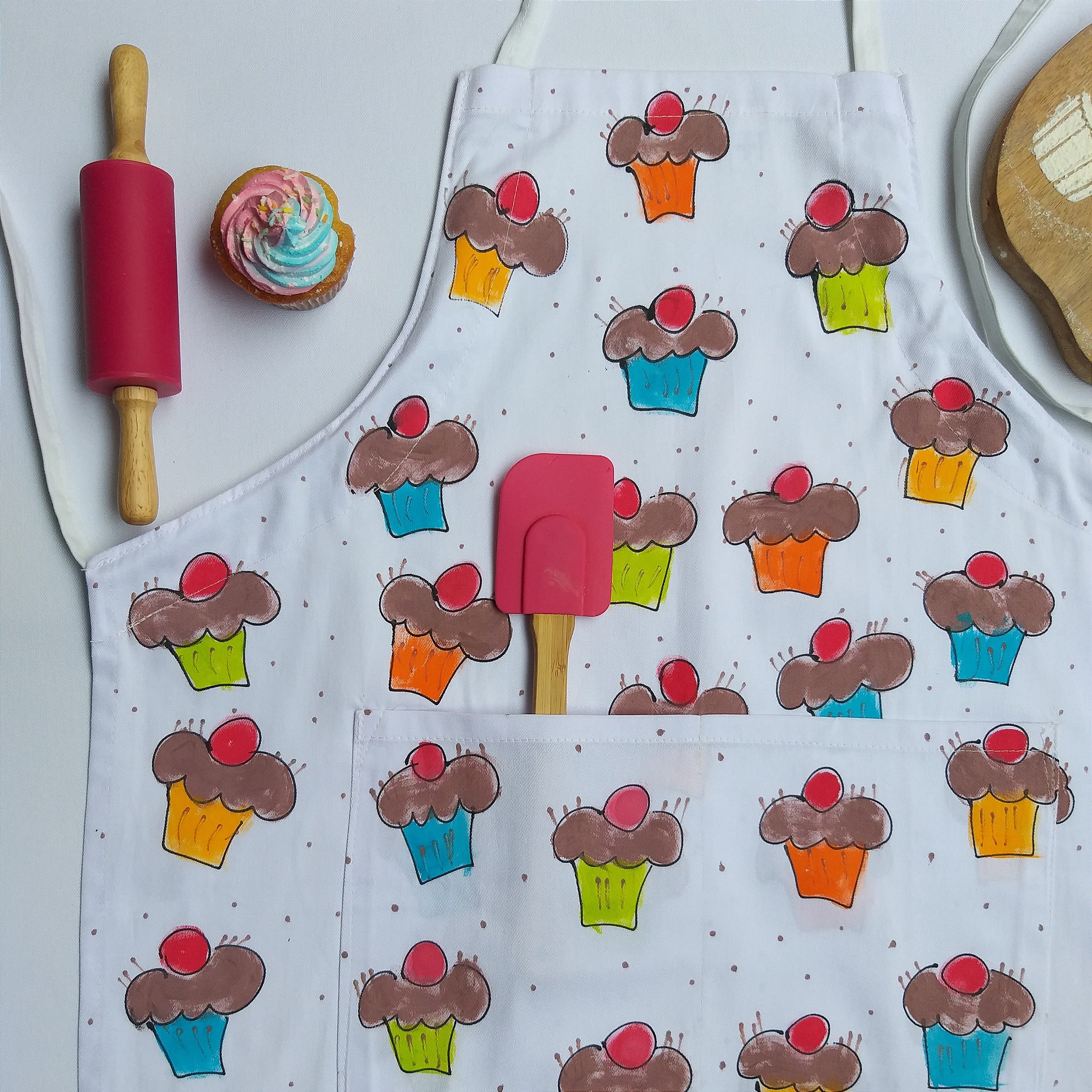 Avental Cupcake Cereja - Avental para sua casa, com estampas artesanais
