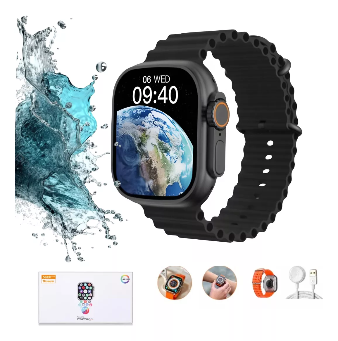 Smartwatch Prova D'água W69+ Ultra 49mm Serie 10 Amoled 2025 cor Preto - Molinas K9