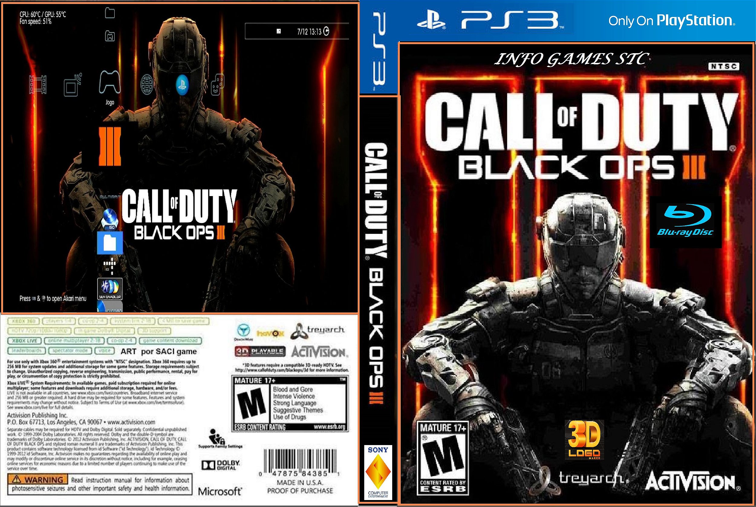 Call Of Duty Black Ops 3 Ps3 Mídia Física Blu Ray Caixinha Box Encarte Só Para Cfw E Hen 4643