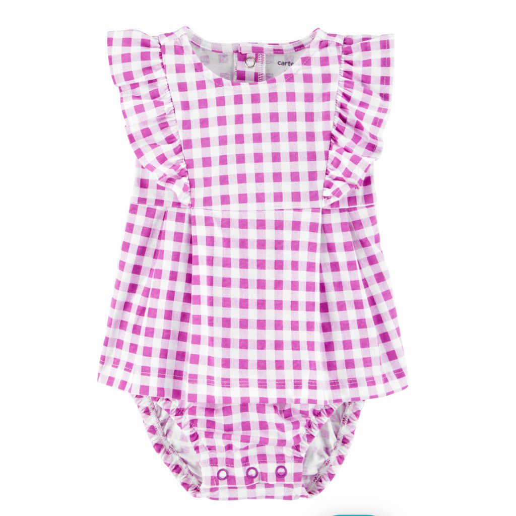 Conjunto Romper Flora Xadrez Rosa - TRÉSS KIDS