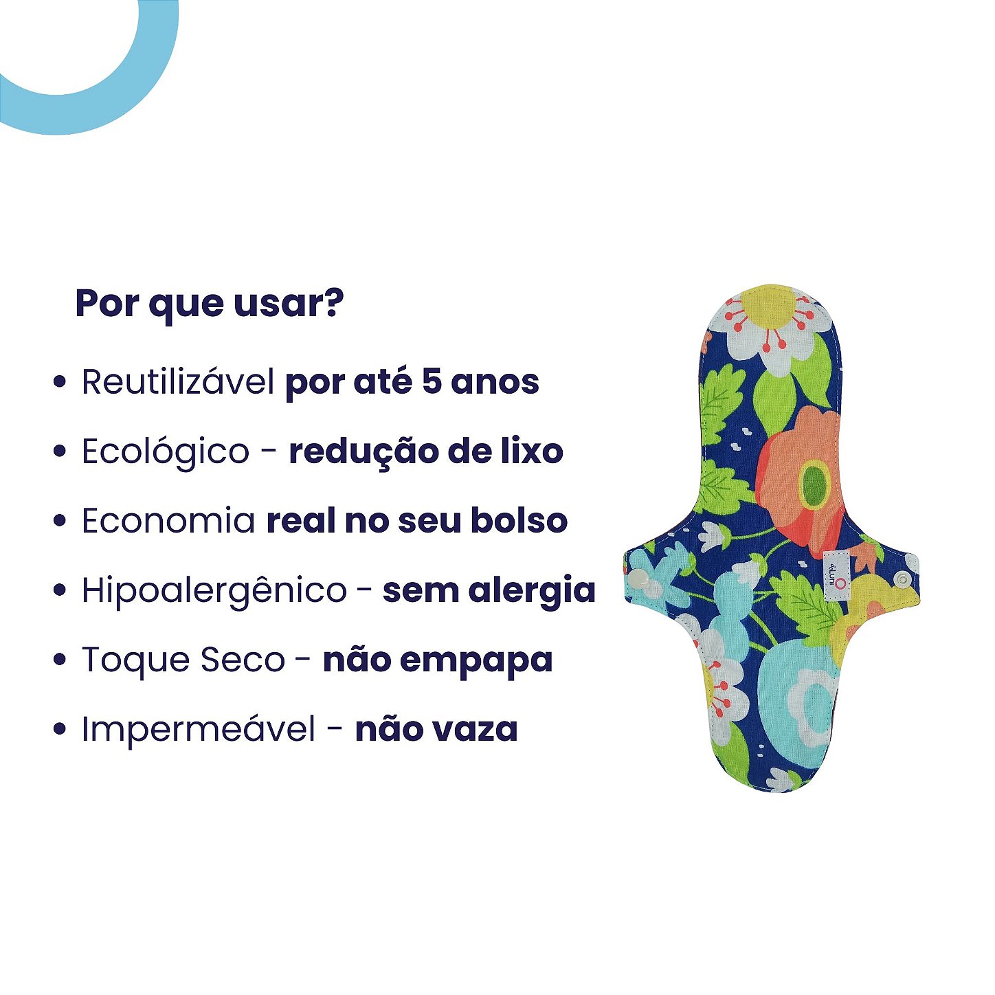 Absorvente Reutilizável Toque Seco | Não Vaza | Fluxo Intenso | deLuni ...