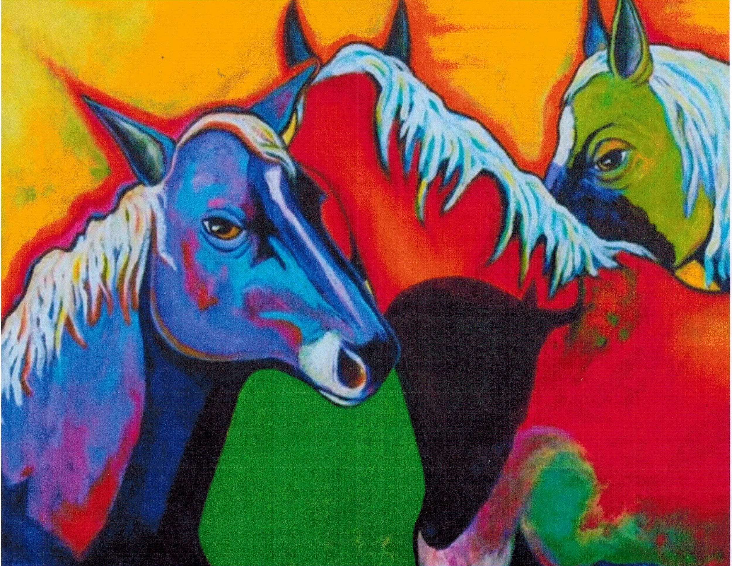 Uso de cavalo como 'tela de pintura' em atividade para crianças em