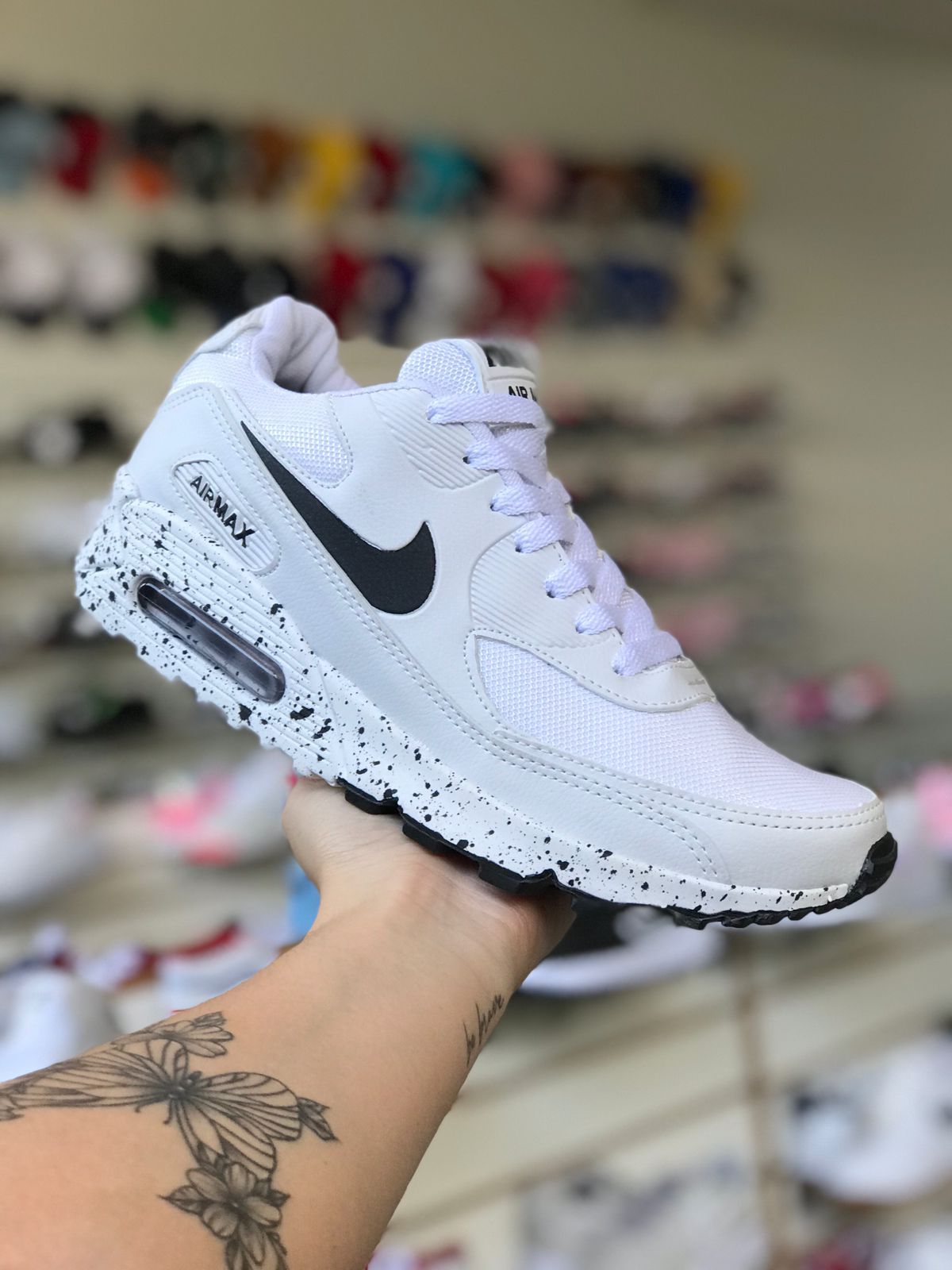 Air Max 90 Branco Preto Azul