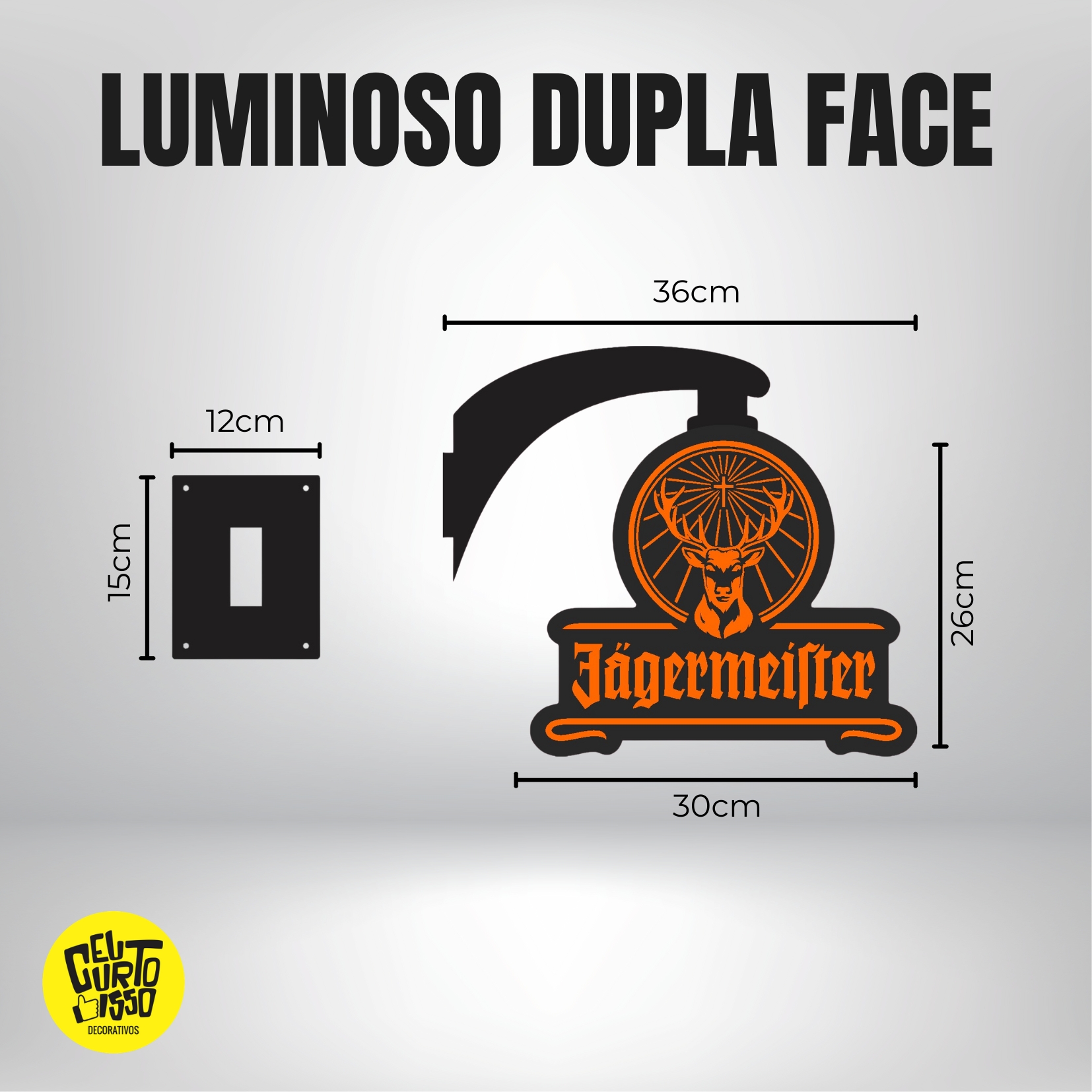Luminoso Dupla Face Jagermeister - EU CURTO ISSO DECORATIVOS