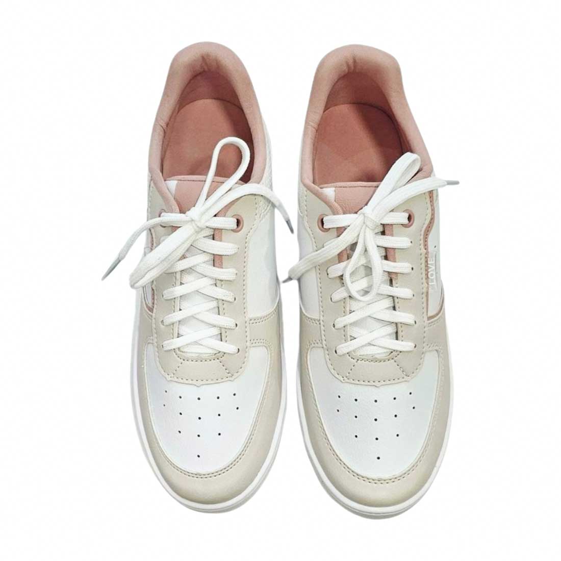 Tênis Love Sola Alta Detalhe Rosé - Branco - Glamour Pink
