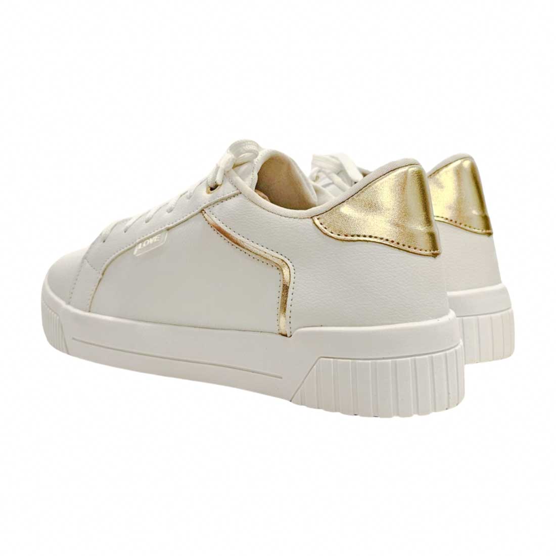 Tênis Love Detalhe Ouro - Branco - Glamour Pink