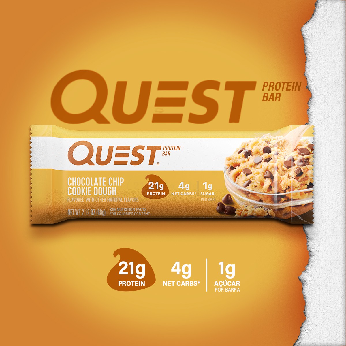 QUEST PROTEIN BAR CHOC CHIP COOKIE DUOGHT 12 BARS QUEST NUTRITION