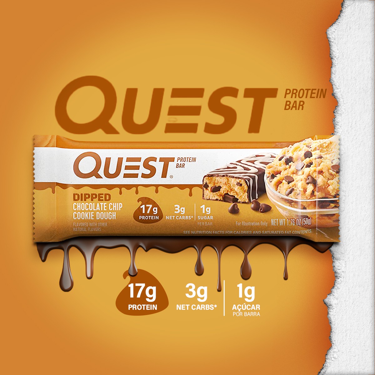 Quest Protein Bar Dipped Choco Chip Cookie Dough 12 Unidades MUV