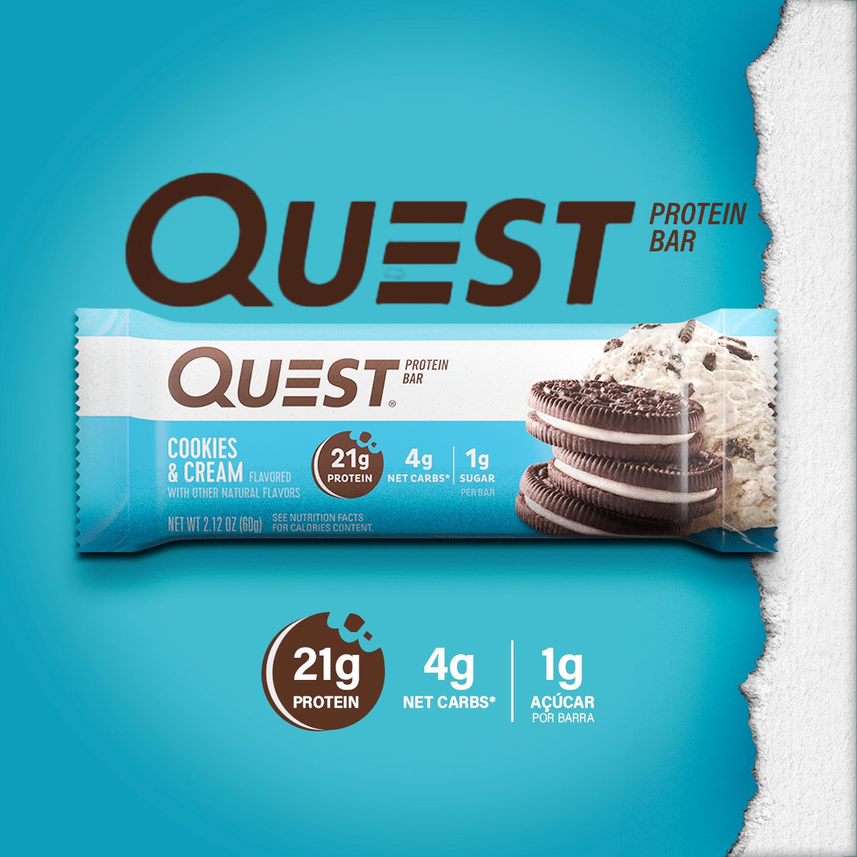 QUEST PROTEIN BAR COOKIES & CREAM 12 BARS/60G QUEST NUTRITION MUV