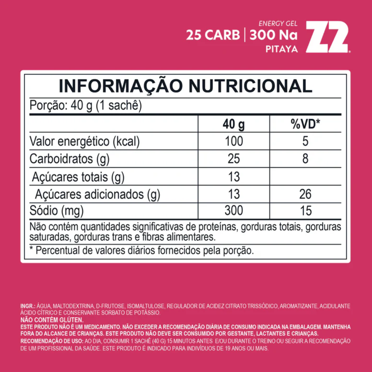 Energy Gel Pitaya - Box 10 Sachês de 40g - Z2 Performance - MUV