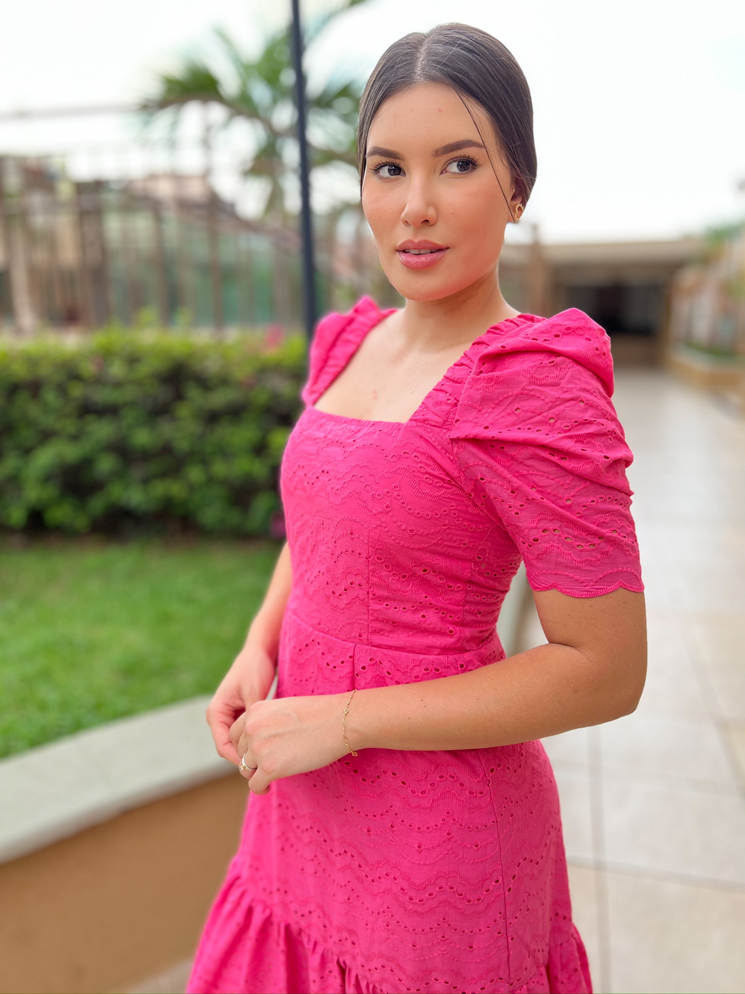 OPORTUNIDADE - Vestido Midi Graça de Laise Pink - Mariah Store