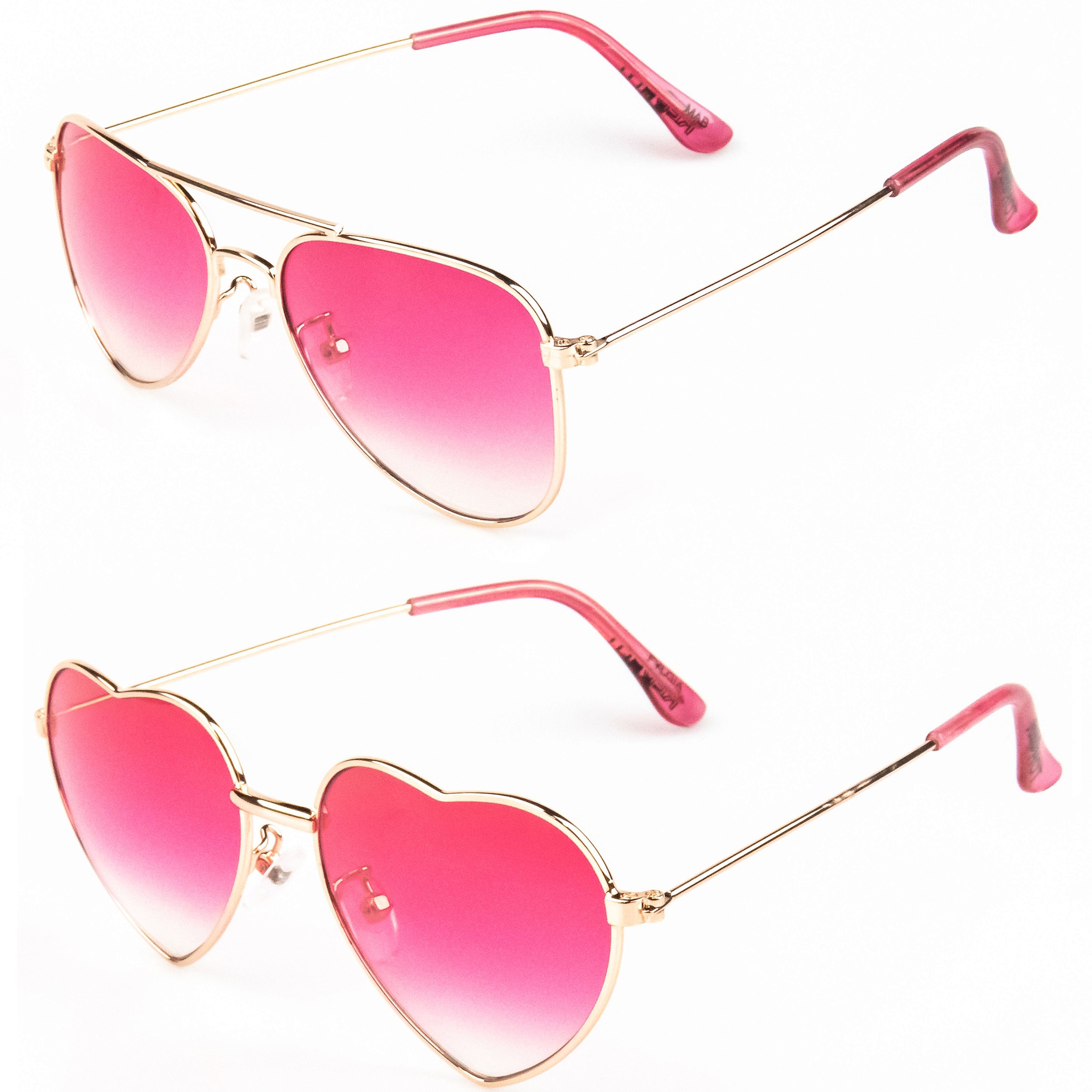 Kit de 2 Óculos de Sol Infantil RedHot Redondo e Coração Rosa - Muze Shop