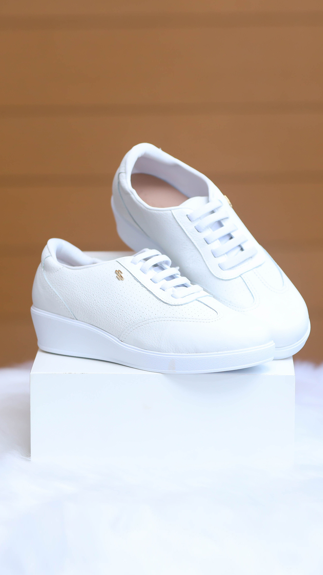 Tênis Feminino Sapato Branco Anabela Feminino Sapatilha Moleca