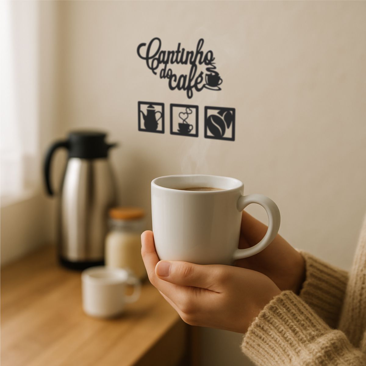 Placa Decorativa Cantinho Do Café Mdf Cru Com Adesivo Viníl - GP Acrílicos