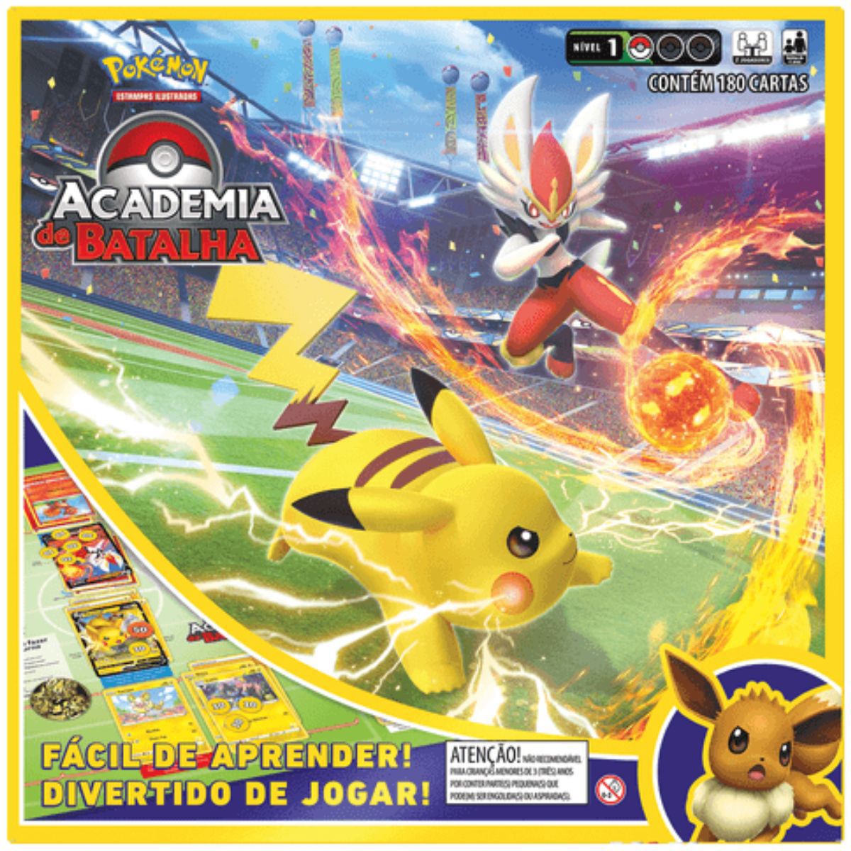 Jogo Tabuleiro 180 Cartas Pokémon Baralho Academia Batalha - Copag