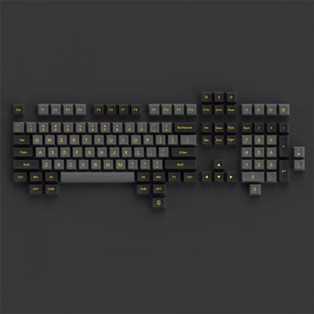 Kit de Keycaps Universal Akko Black & Gold, Perfil SAL, PBT DoubleShot
