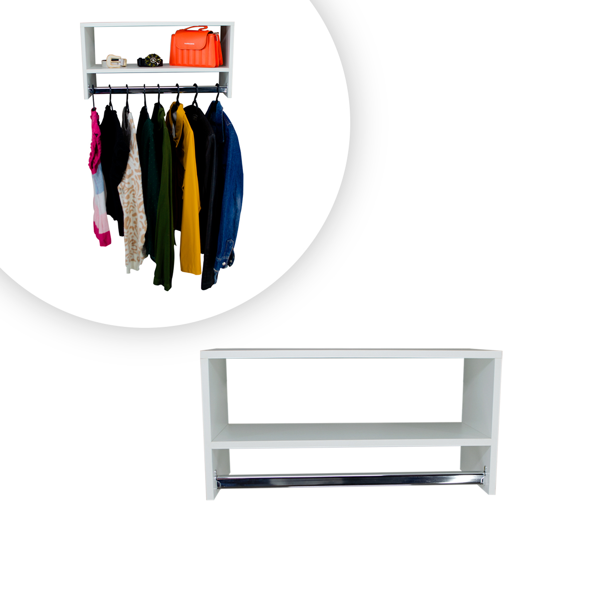 Cabideiro De Parede Arara Para Lojas Closet Com Nicho 60cm