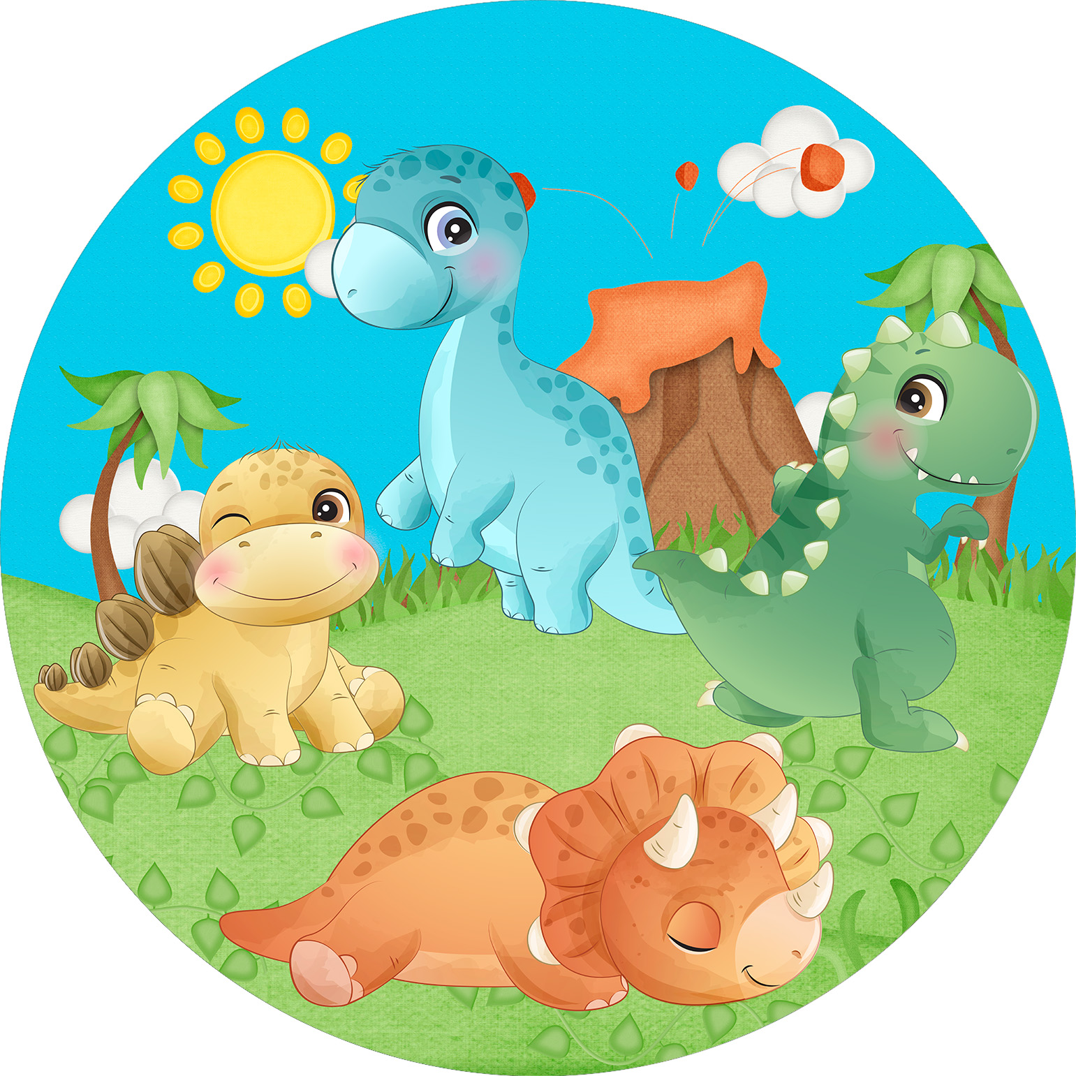 Painel de Festa em Tecido - Dinossauros Baby Cute - Via Cores - Paineis de  Festa