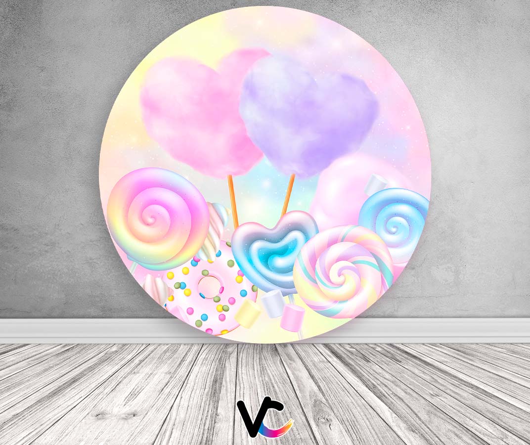 Painel De Festa Redondo 1,50x1,50 - Confeitaria Doces Candy 021 - Via ...