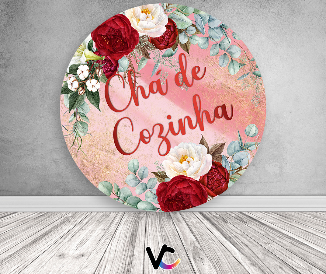 Painel De Festa Redondo 1,50x1,50 - Chá de Cozinha Floral 015 - Via ...