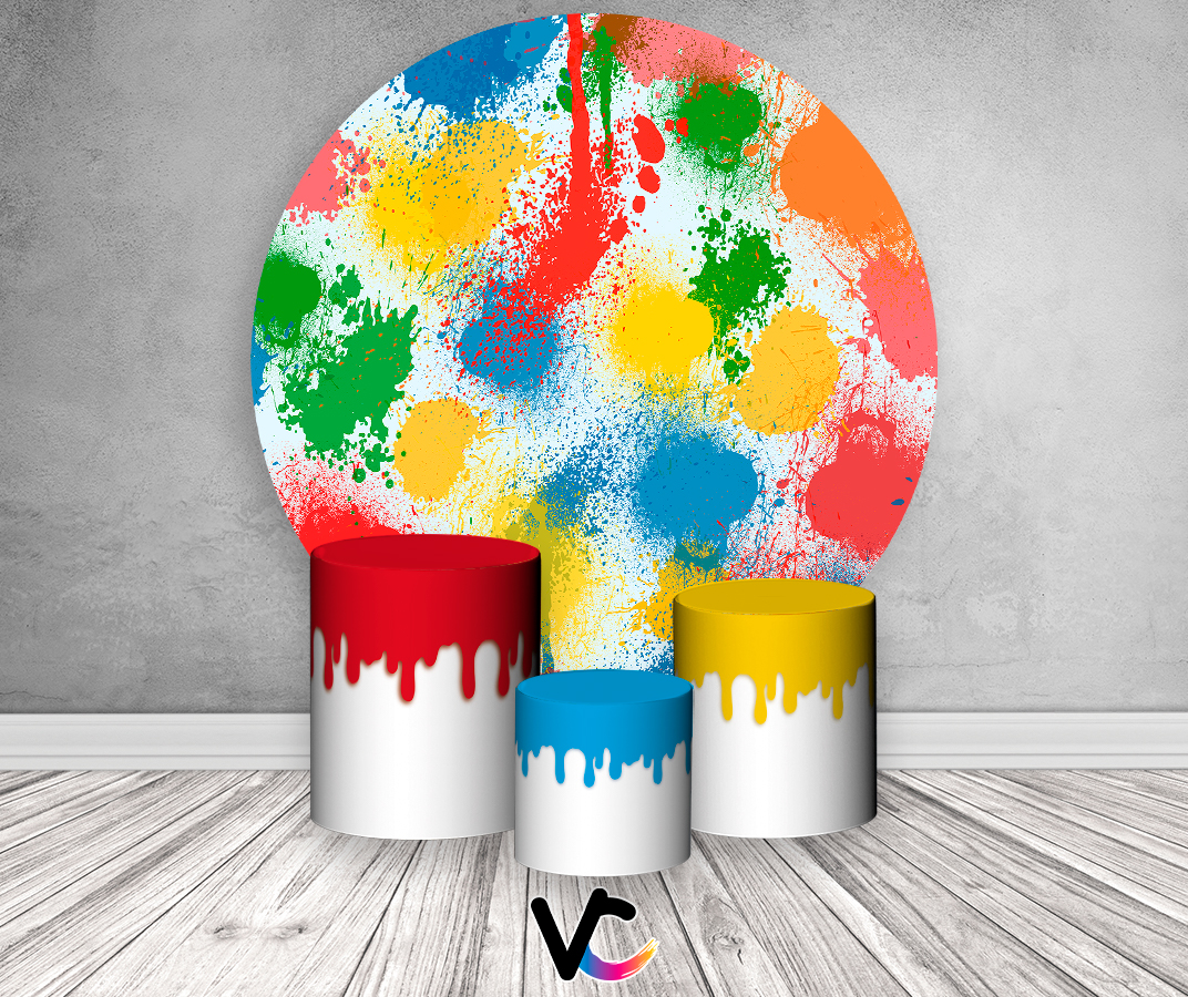 Painel De Festa Redondo 1,50 x 1,50 + Trio De Capas Cilindro - Pintando ...