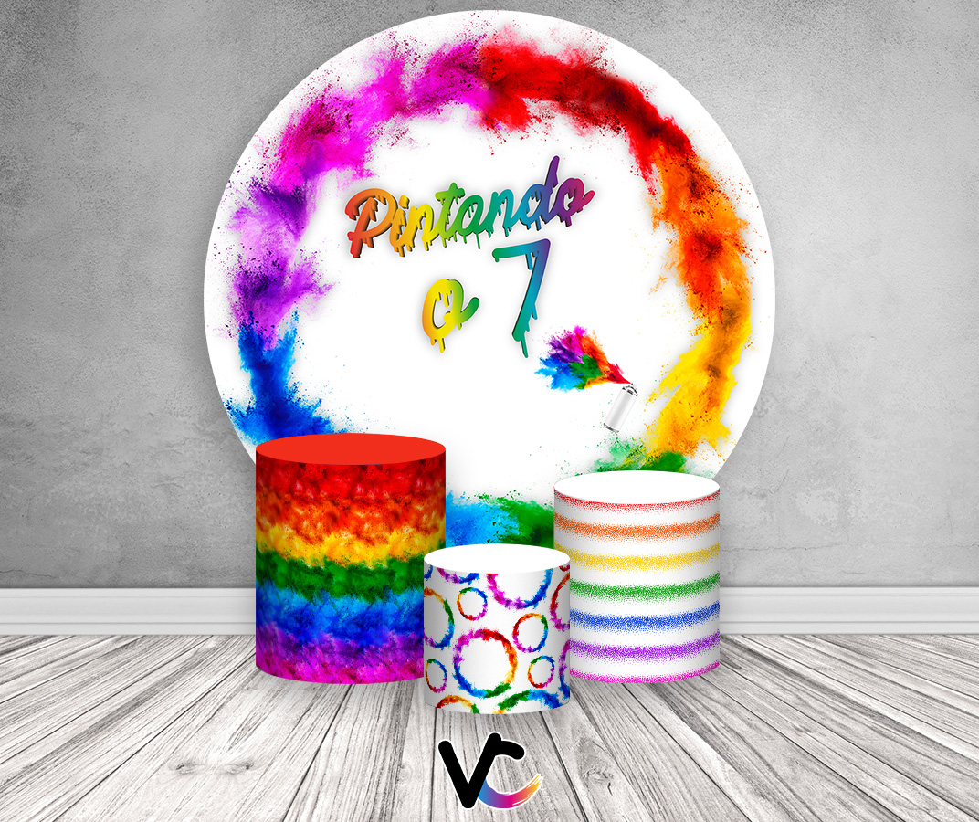 Painel De Festa Redondo 1,50 x 1,50 + Trio De Capas Cilindro - Pintando ...