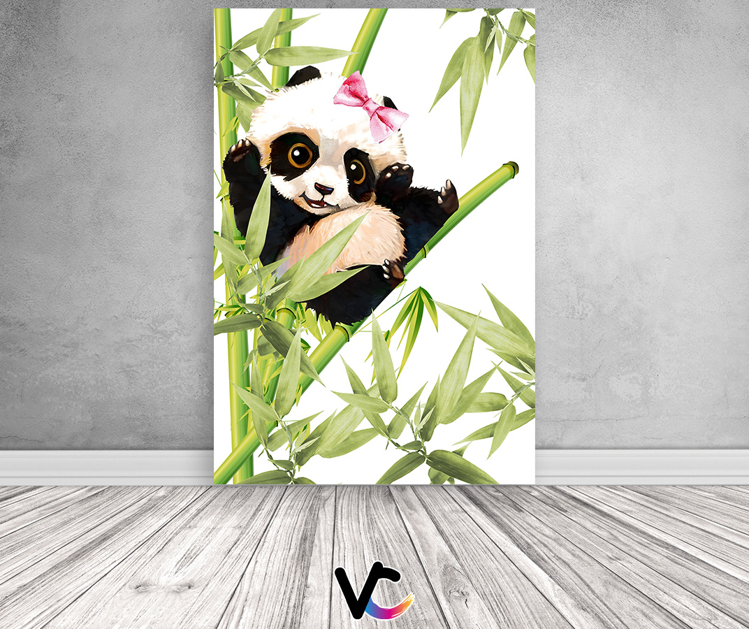 Painel De Festa Vertical 1,50 x 2,20 - Panda Bambus Aquarela 004
