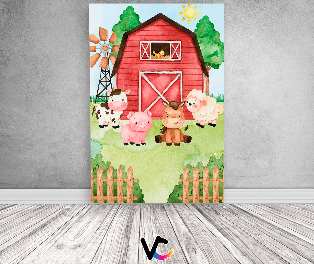 Painel De Festa Vertical 1,50 x 2,20 - Fazendinha Vermelho Cute 014 ...