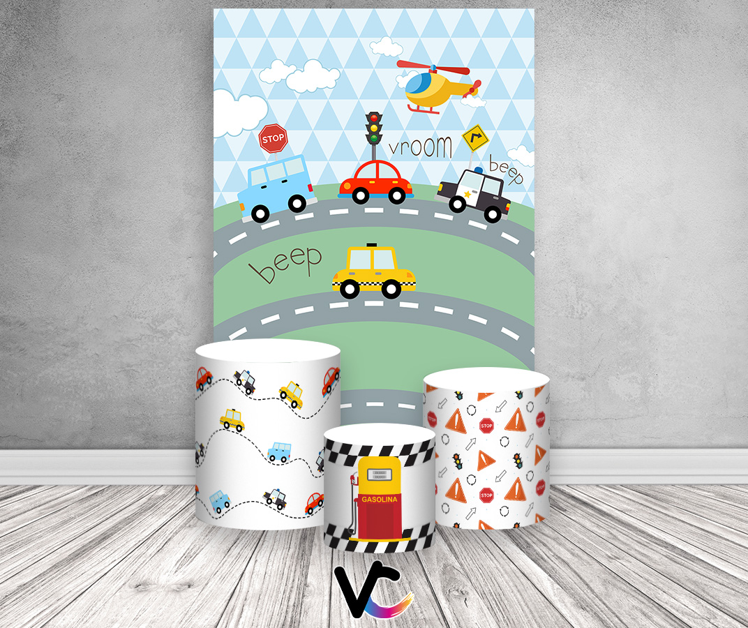 Painel De Festa Vertical 1,50 x 2,20 + Trio De Capas Cilindro - Cidade ...