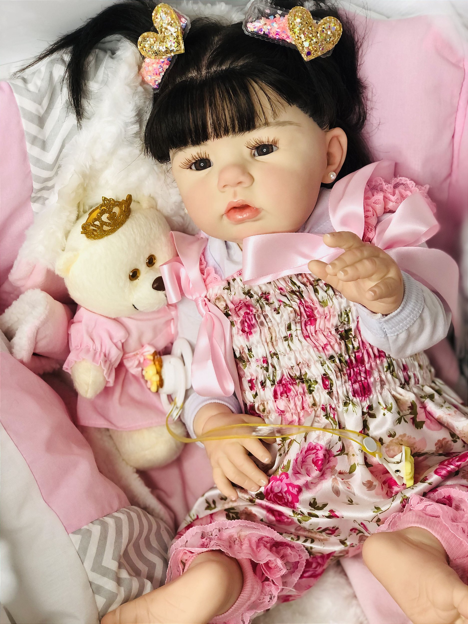 BEBÊ REBORN MENINA DE SILICONE RICCA REALISTA PODE DAR BANHO - Maternidade  Mundo Baby Reborn