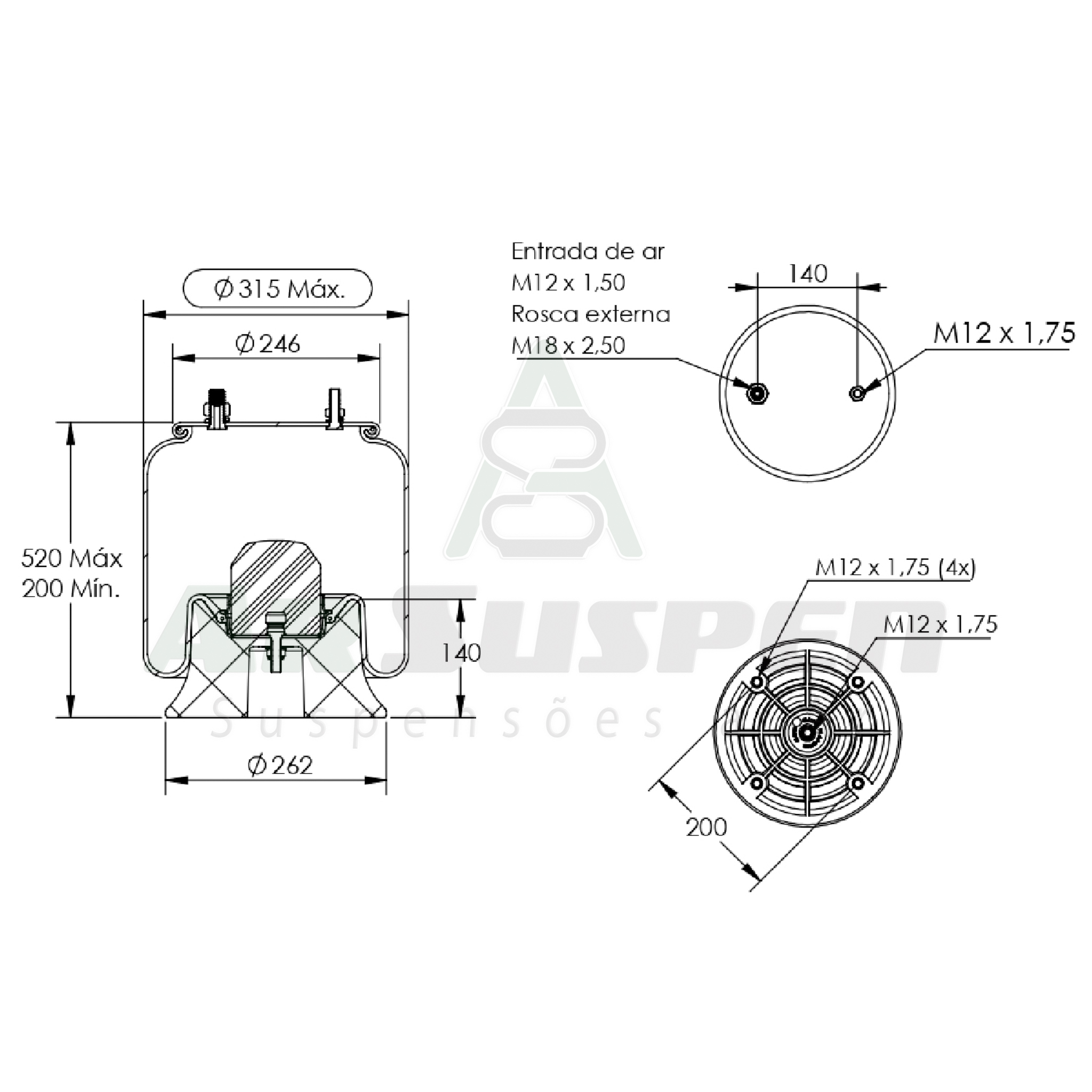 Grunner STA7031 - Mola Pneumatica Completa Grunner ADS330X - ArSuspen ...